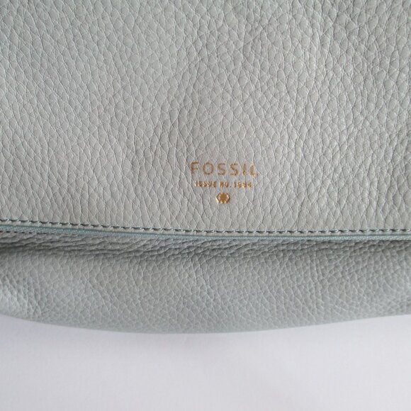 Fossil Bluish Gray Foldover Pouch Clutch Bag with Wristlet ZB6433 Vintage - Picture 3 of 16